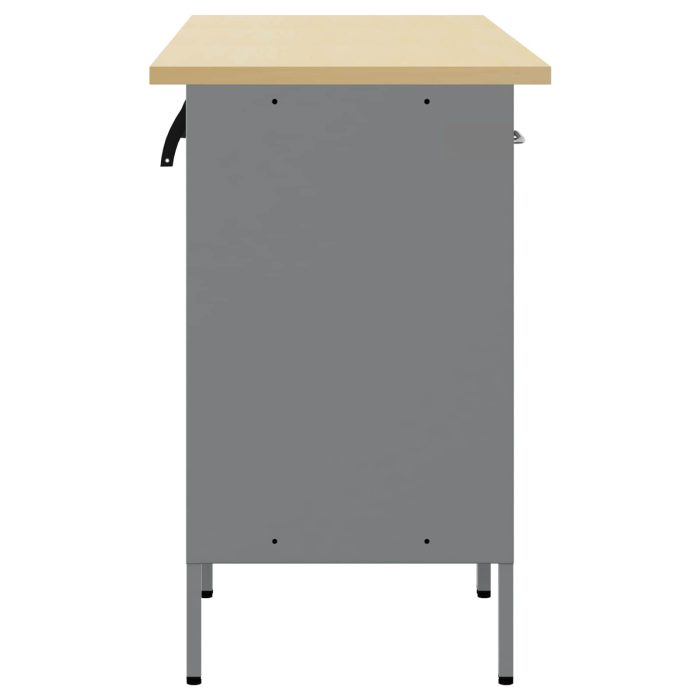 Novaro Munkaszekrény fiókkal 3 db Fekete és Szürke 150 x 55 x 85 cm - Image 7