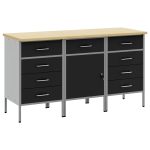 Novaro Munkaszekrény fiókkal 3 db Fekete és Szürke 150 x 55 x 85 cm