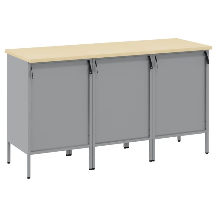 Novaro Munkaszekrény fiókkal 3 db Fekete és Szürke 150 x 55 x 85 cm - Image 4