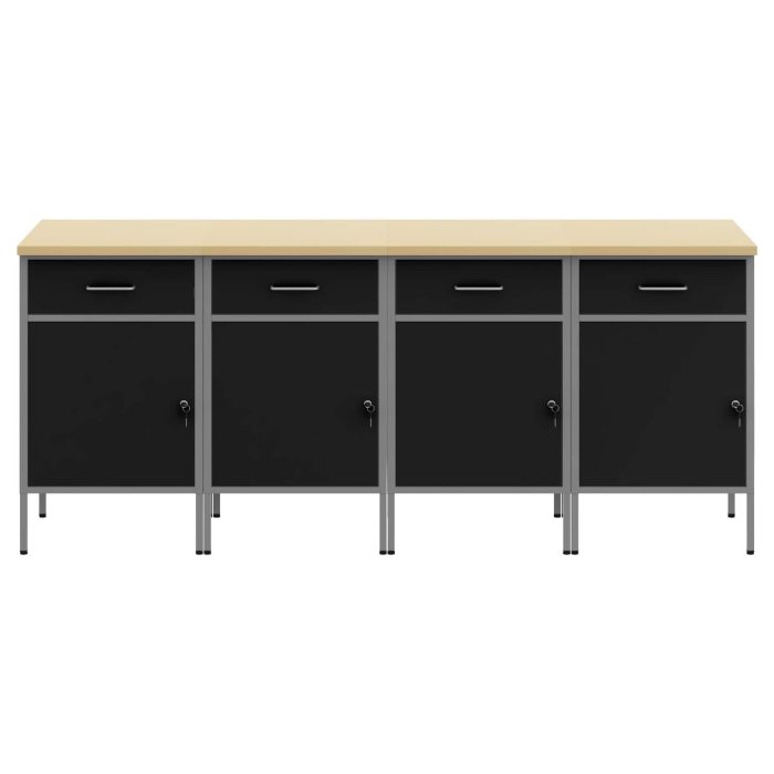 Novaro Munkaszekrény fiókkal 4 db Fekete és Szürke 200 x 55 x 85 cm - Image 6