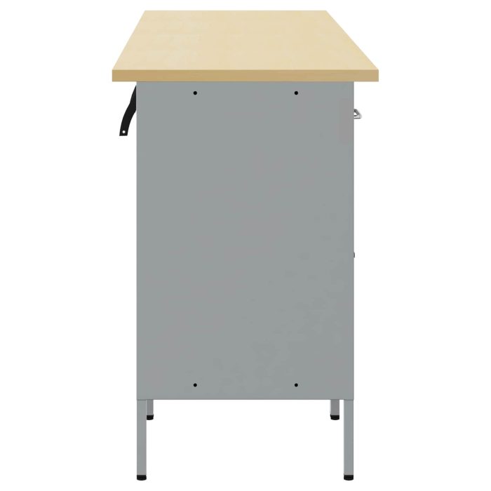 Novaro Munkaszekrény fiókkal 4 db Fekete és Szürke 200 x 55 x 85 cm - Image 7