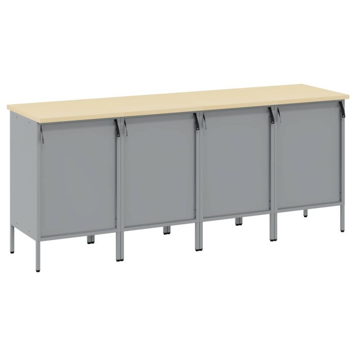 Novaro Munkaszekrény fiókkal 4 db Piros és Szürke 200 x 55 x 85 cm - Image 5