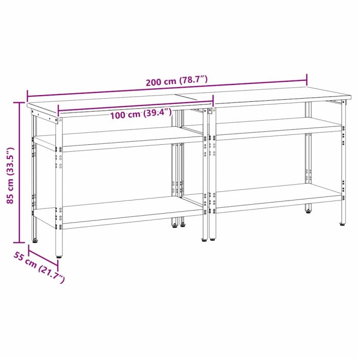 Novaro Munkapad készlet 2 db Barna és szürke Porszórt acél - Image 9