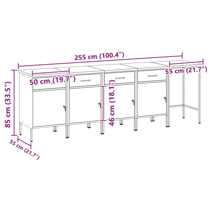 Novaro Munkaszekrény Készlet fiókkal tárolóval 5 db Piros és Szürke - Image 7