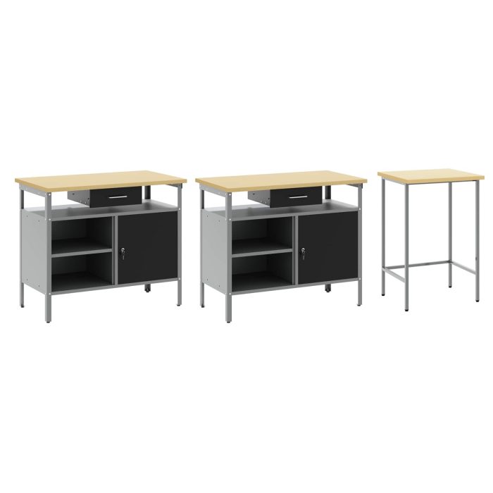 Novaro Munkapad készlet 3 db Piros és Szürke Porszórt acél - Image 5