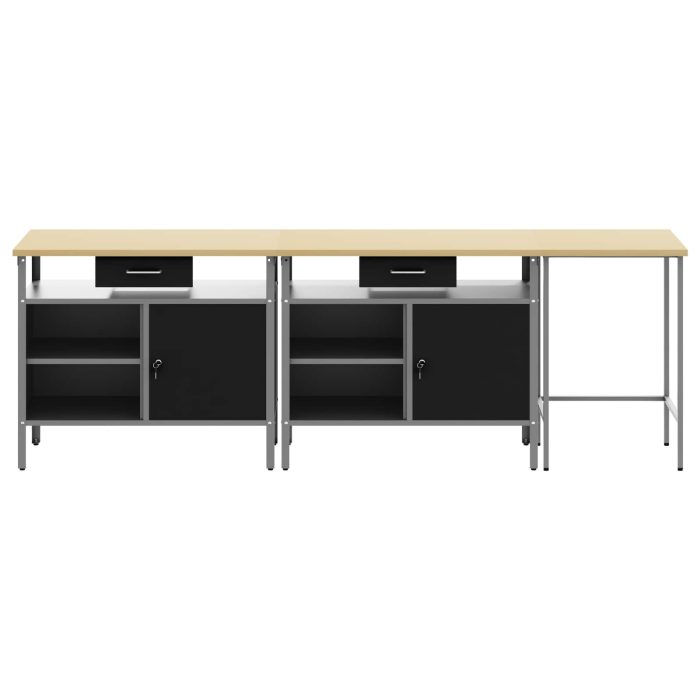 Novaro Munkapad készlet 3 db Piros és Szürke Porszórt acél - Image 6