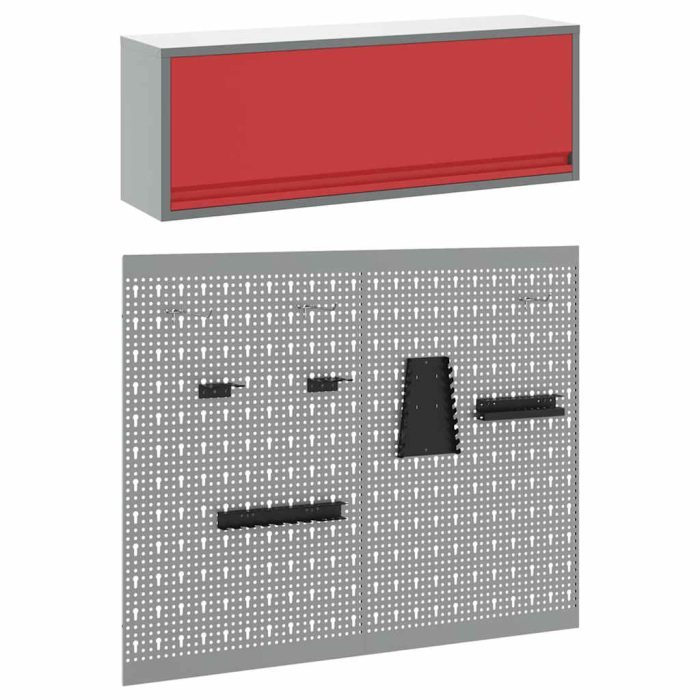 Novaro Szerszámos szekrény készlet polcokkal 3 db Piros Porszórt acél - Image 6