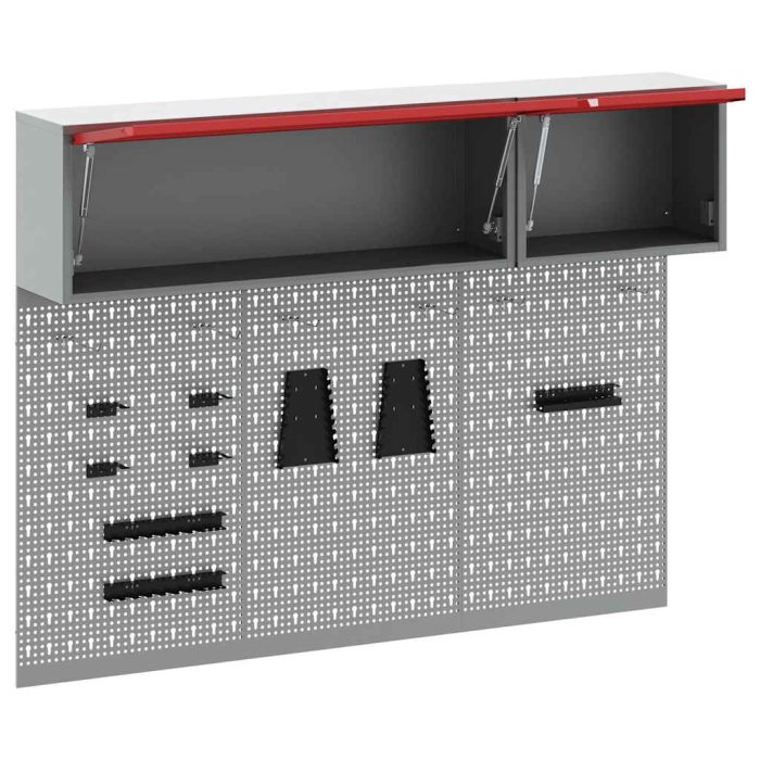 Novaro Szerszámos szekrény készlet polcokkal 5 db Piros Porszórt acél - Image 5