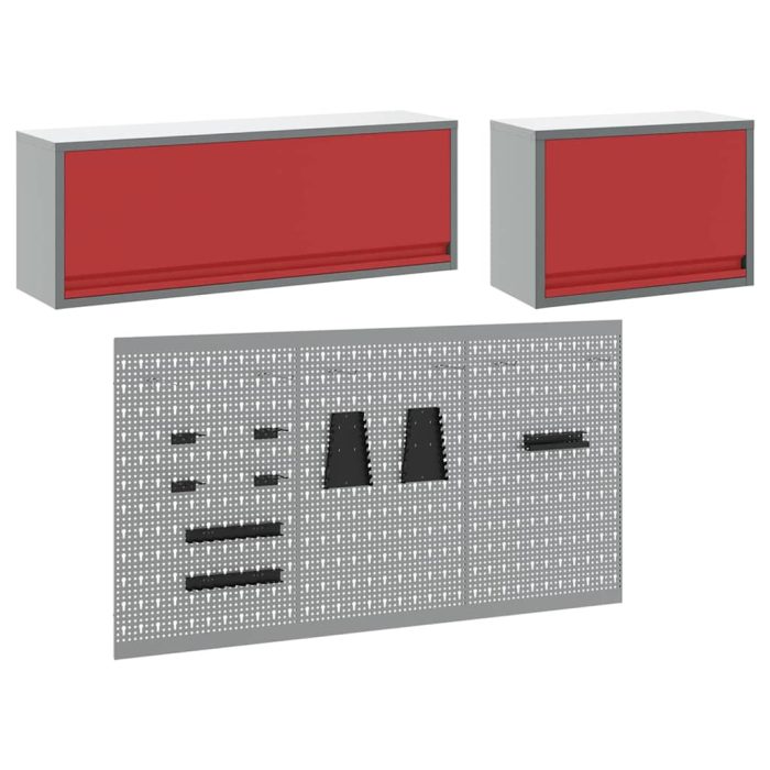 Novaro Szerszámos szekrény készlet polcokkal 5 db Piros Porszórt acél - Image 6