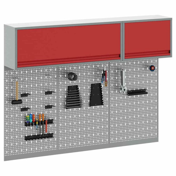 Novaro Szerszámos szekrény készlet polcokkal 5 db Piros Porszórt acél - Image 3