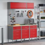 Novaro Munkaszekrény Készlet 8 db Piros Porszórt Acél és Mérnöki Fa