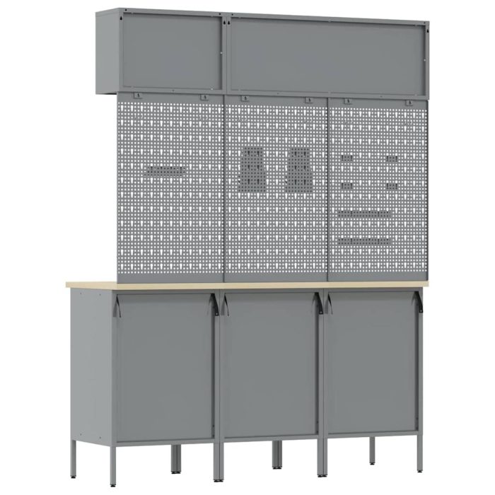 Novaro Munkaszekrény Készlet 8 db Piros Porszórt Acél és Mérnöki Fa - Image 8
