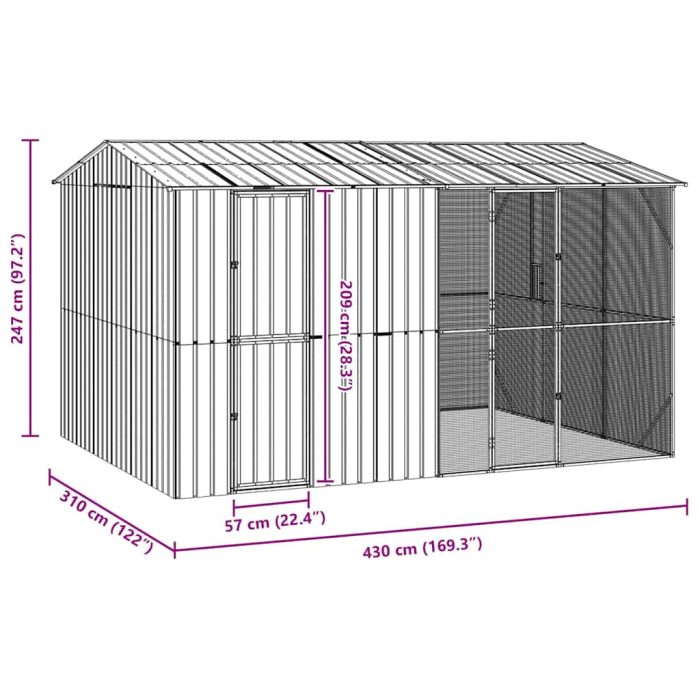 Novaro Madár kalitka Antracit 430 x 310 x 247 cm Horganyzott acél - Image 10