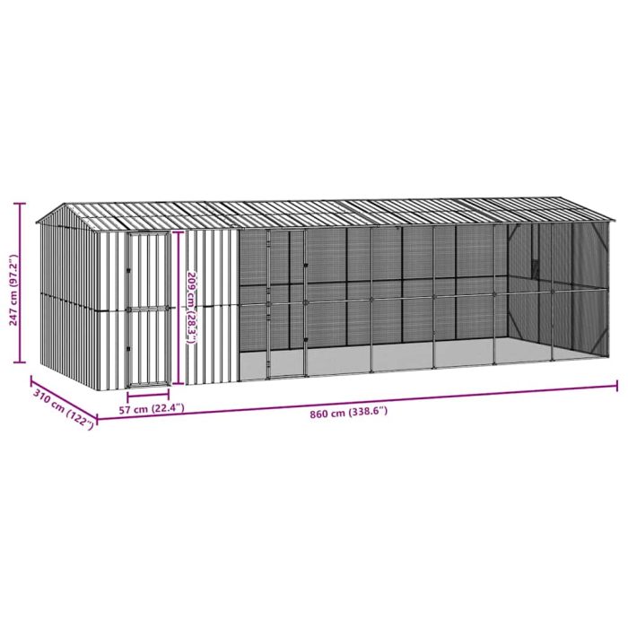 Novaro Madár kalitka Antracit 860 x 310 x 247 cm Horganyzott acél - Image 10