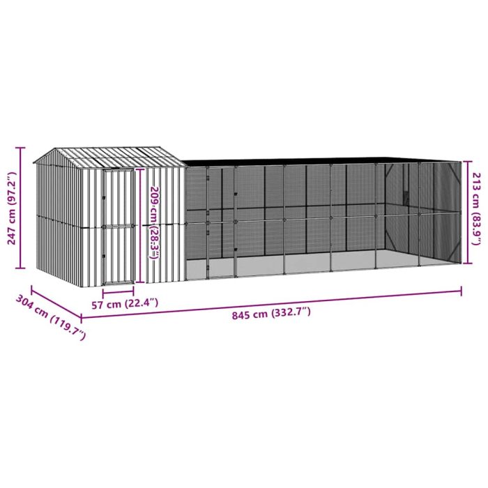 Novaro Madár kalitka Antracit 845 x 304 x 247 cm Horganyzott acél - Image 10
