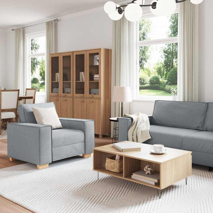 Novaro Kanapé 3 db Világosszürke Lábbal kevert anyag - Image 3