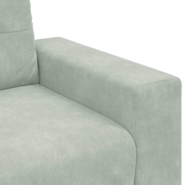 Novaro Kanapé Szett 3 db Világosszürke Bársony - Image 10