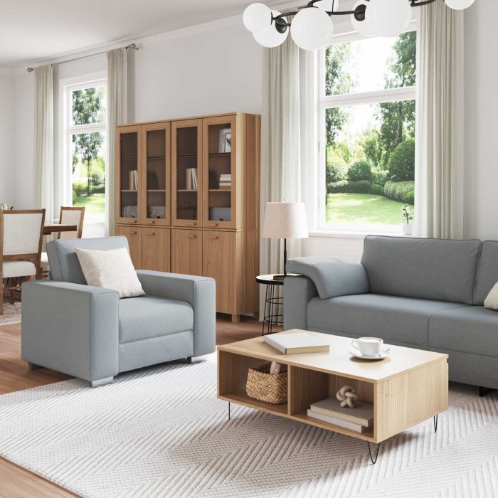 Novaro Kanapé 3 db Világosszürke Lábbal kevert anyag - Image 3