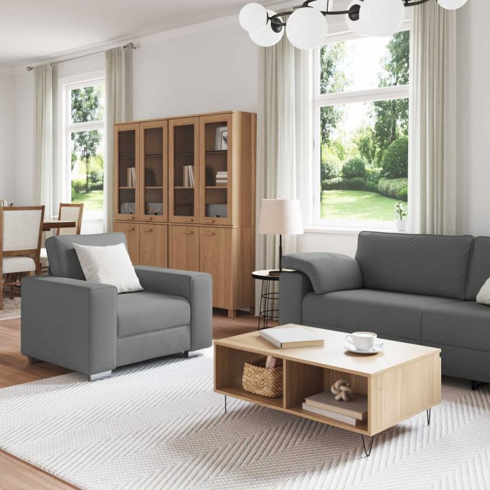 Novaro Kanapé 3 db Sötétszürke Lábbal kevert anyag - Image 3