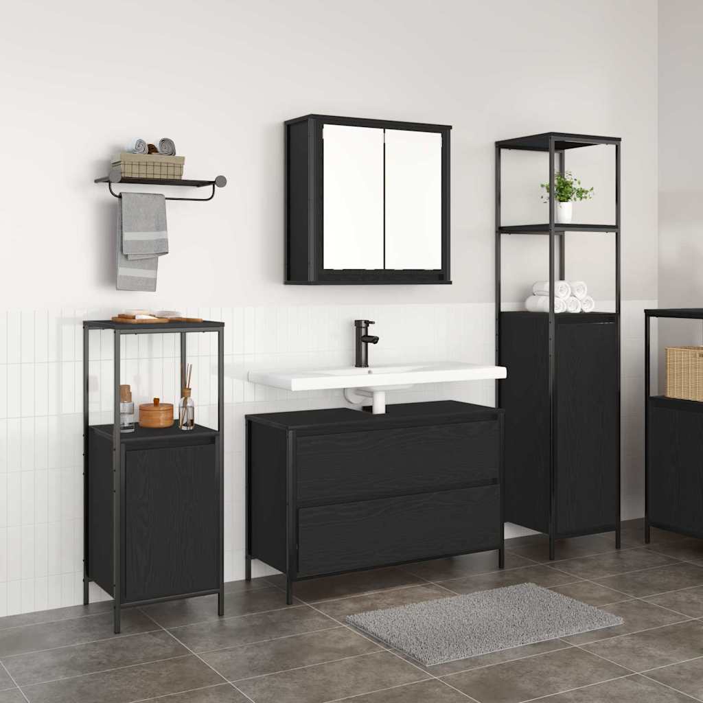 Novaro Fürdőszoba bútor szett 3 db Fekete tölgy 90 x 34,5 x 60 cm