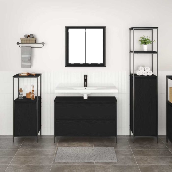 Novaro Fürdőszoba bútor szett 3 db Fekete tölgy 90 x 34,5 x 60 cm - Image 4