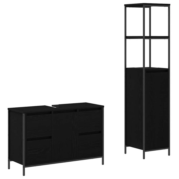 Novaro Fürdőszoba bútor szett 2 db Fekete tölgy 36 x 35 x 165 cm - Image 2