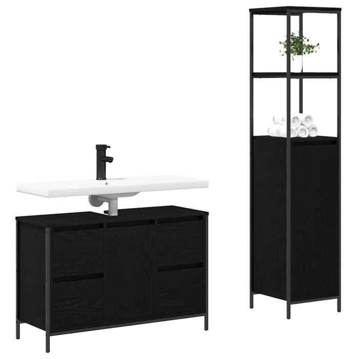 Novaro Fürdőszoba bútor szett 2 db Fekete tölgy 36 x 35 x 165 cm - Image 3