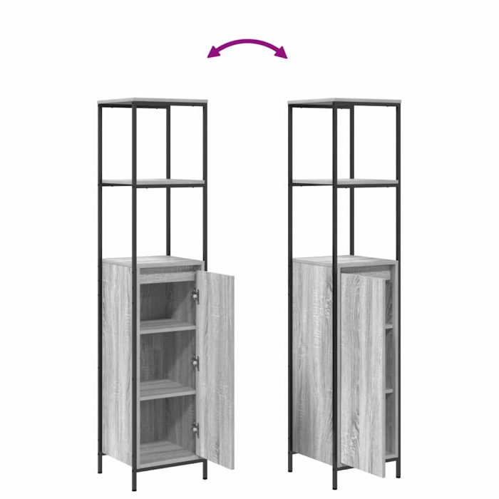 Novaro Fürdőszoba bútor szett 2 db Szürke Sonoma és Fekete - Image 8