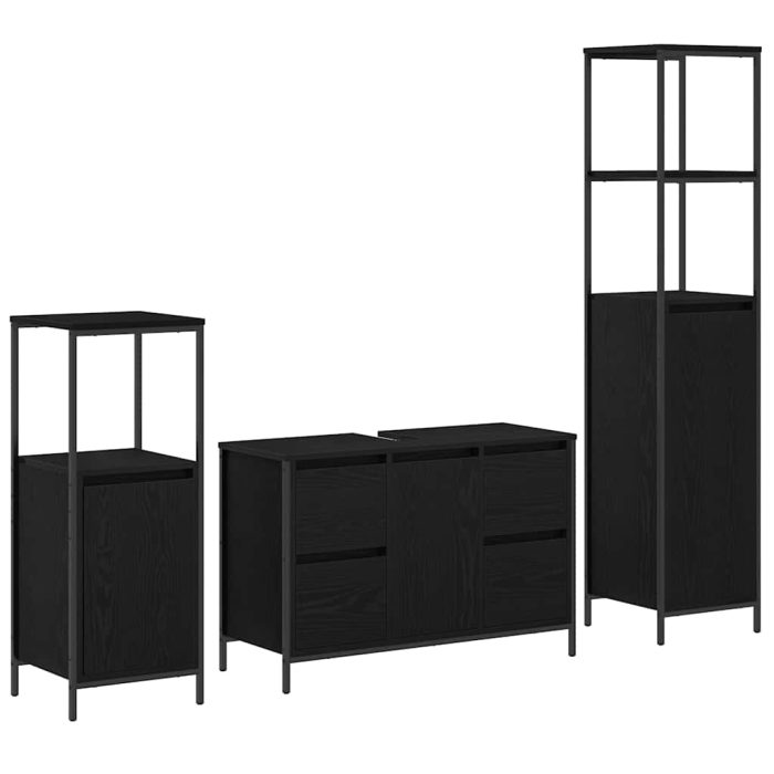 Novaro Fürdőszoba bútor szett 3 db Fekete tölgy 36 x 35 x 165 cm - Image 2