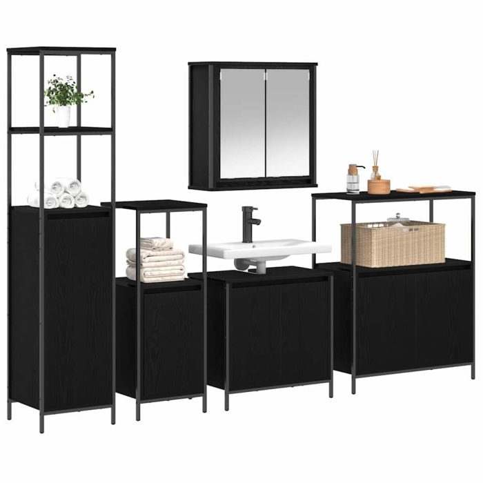 Novaro Fürdőszoba bútor szett 5 db Fekete tölgy 36 x 35 x 165 cm - Image 3