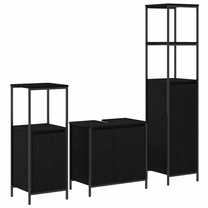Novaro Fürdőszoba bútor szett 3 db Fekete tölgy 36 x 35 x 165 cm - Image 2