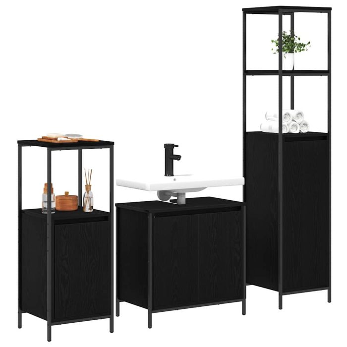 Novaro Fürdőszoba bútor szett 3 db Fekete tölgy 36 x 35 x 165 cm - Image 3