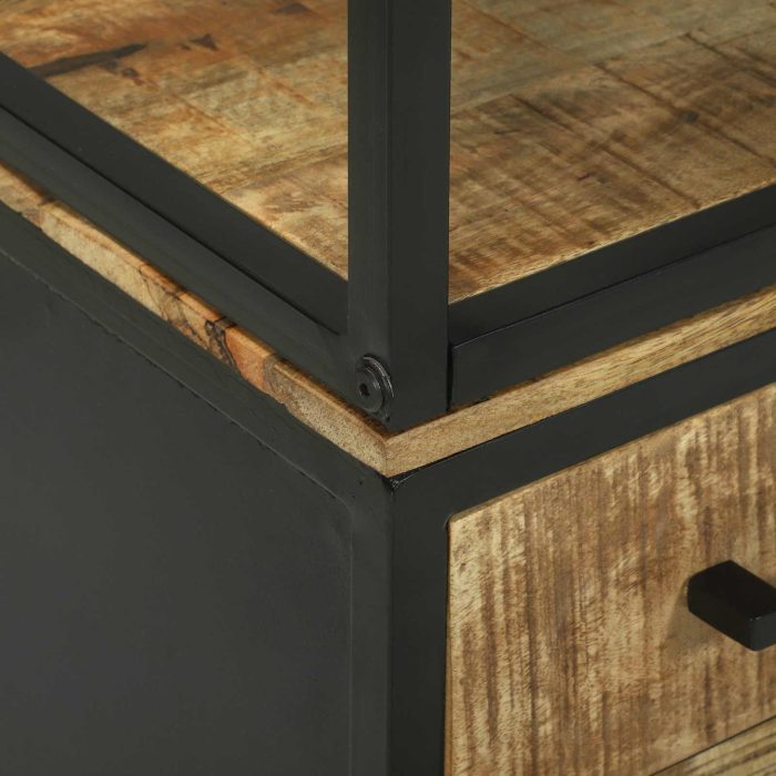 Novaro Magasfiú fiókkal Barna 70 x 35 x 180 cm Tömör Mangófát - Image 8