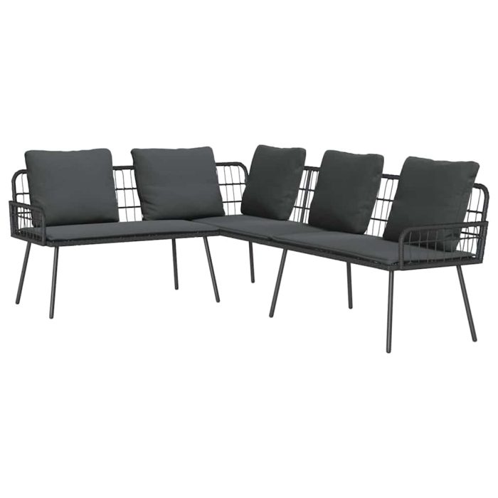 Novaro Kerti Kanapé Szett 2 db Fekete polirattan - Image 5
