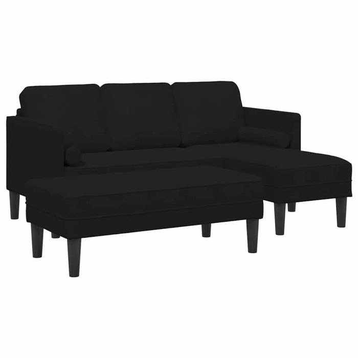 Novaro Kanapé Szett 2 db Fekete Poliészter - Image 2