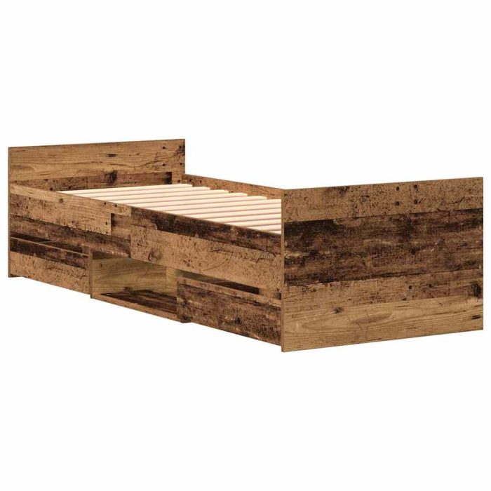 Novaro Ágykeret fiókkal tárolóval Öreg fa 193 x 78 x 50 cm Szerelt Fa - Image 8