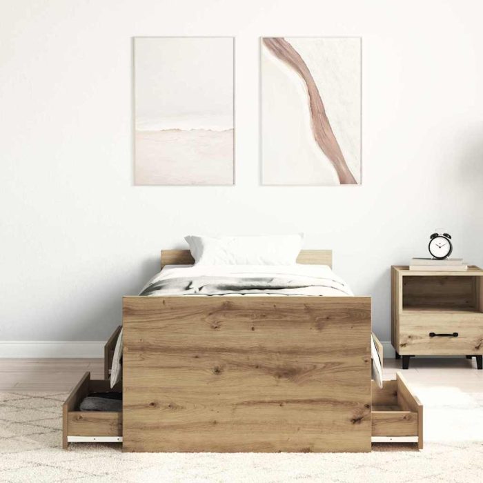 Novaro Ágykeret fiókkal Artisan tölgy 193 x 78 x 50 cm Szerelt Fa - Image 3