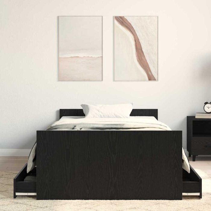 Novaro Ágykeret fiókkal Fekete tölgy 203 x 103 x 50 cm Szerelt Fa - Image 3