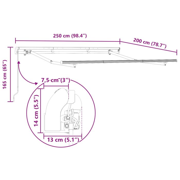 Novaro Behúzható napellenző Kék 250 x 200 cm szövet - Image 10