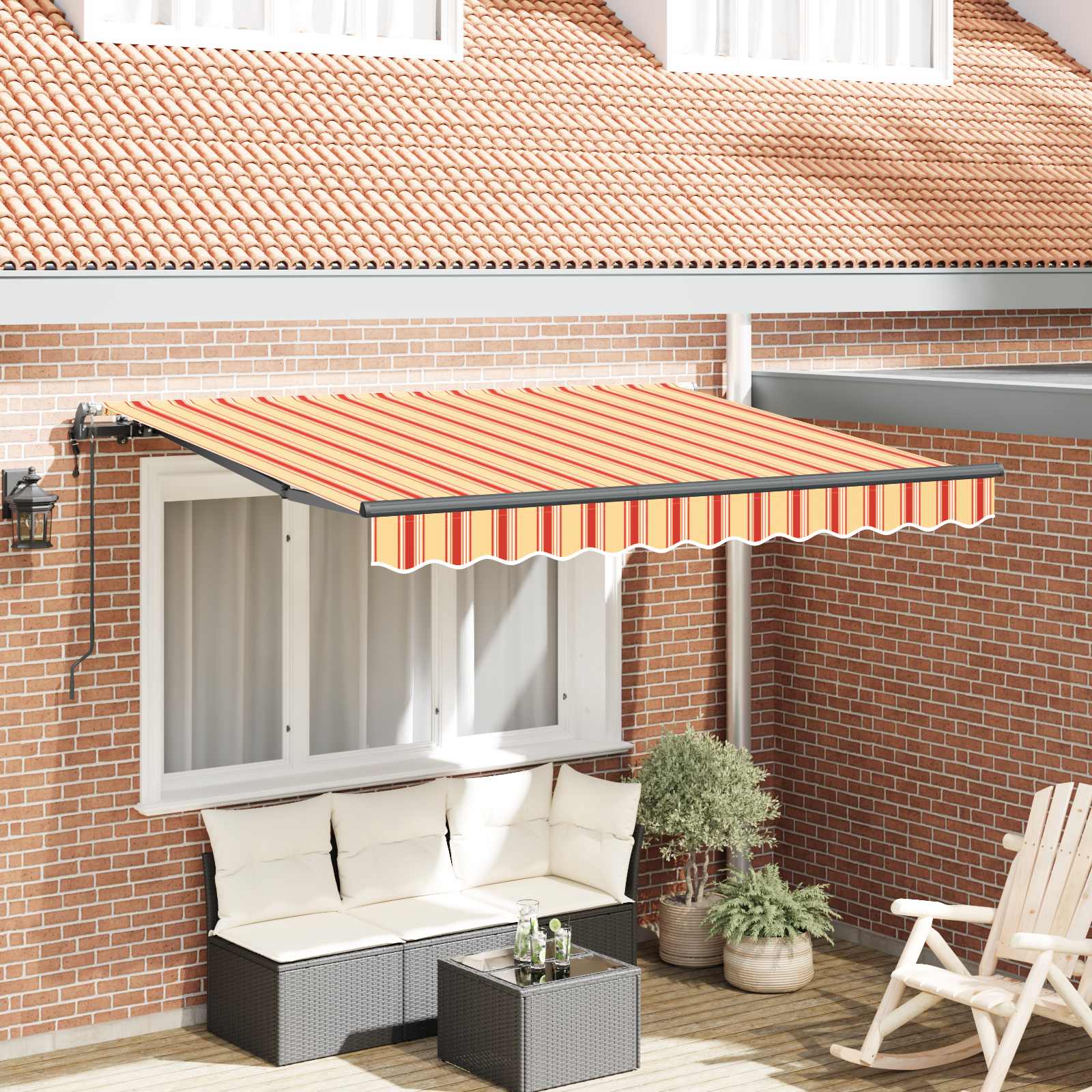 Novaro Behúzható napellenző Sárga és narancs 250 x 200 cm szövet