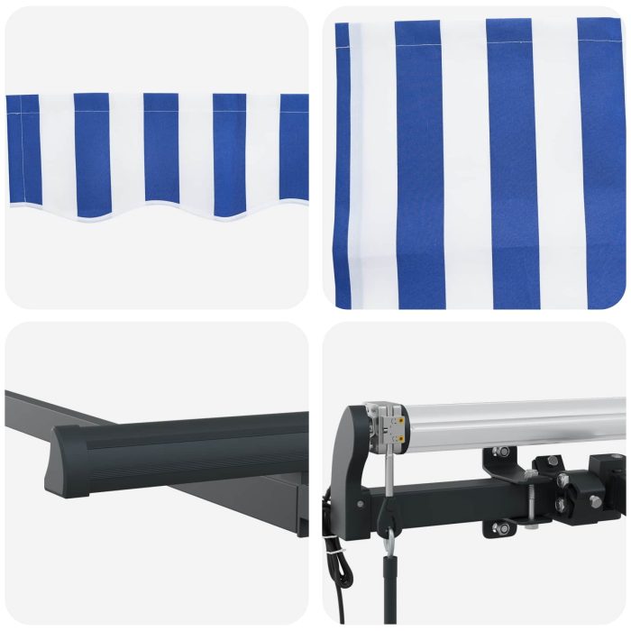 Novaro Behúzható napellenző Kék és Fehér 350 x 200 cm - Image 9