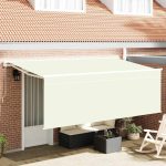 Novaro Behúzható napellenző Krém 350 x 200 cm Pamut és Alumínium