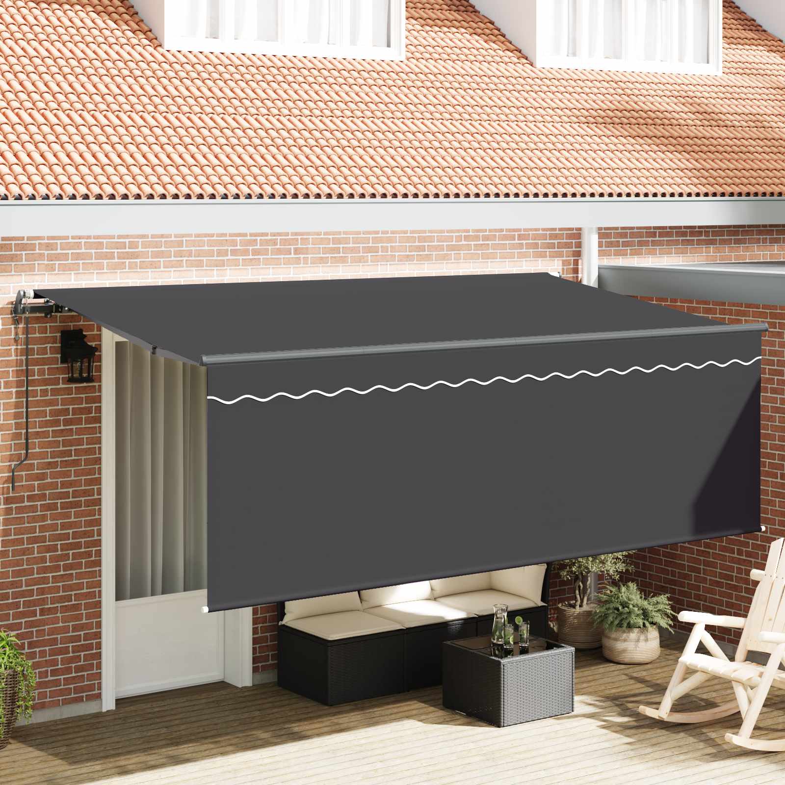 Novaro Behúzható napellenző Antracit 350 x 200 cm Pamut és Alumínium