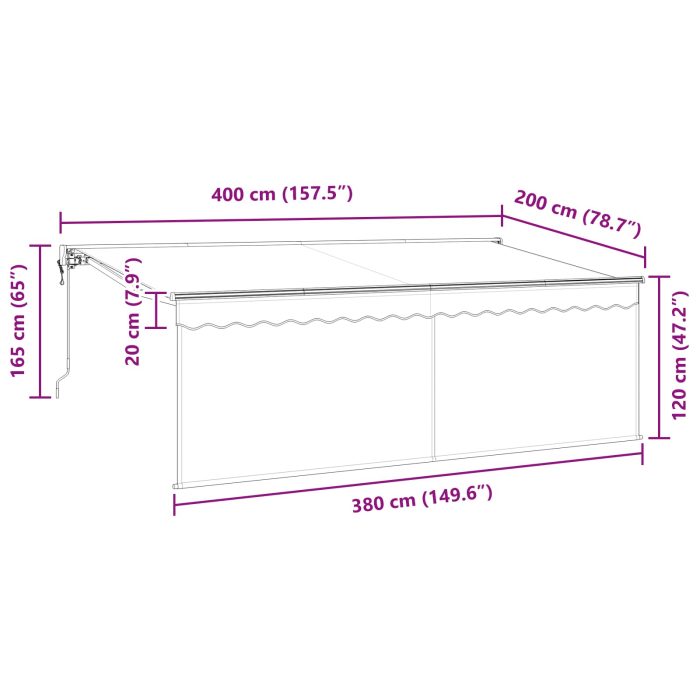 Novaro Behúzható napellenző Antracit 400 x 200 cm Pamut és Alumínium - Image 7