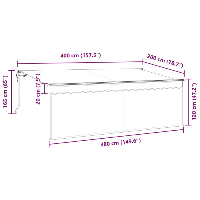 Novaro Behúzható napellenző Antracit 400 x 200 cm Pamut és Alumínium - Image 9