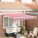 Novaro Behúzható napellenző Piros és Fehér 300 x 250 cm