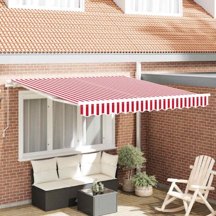 Novaro Behúzható napellenző Piros és Fehér 300 x 250 cm