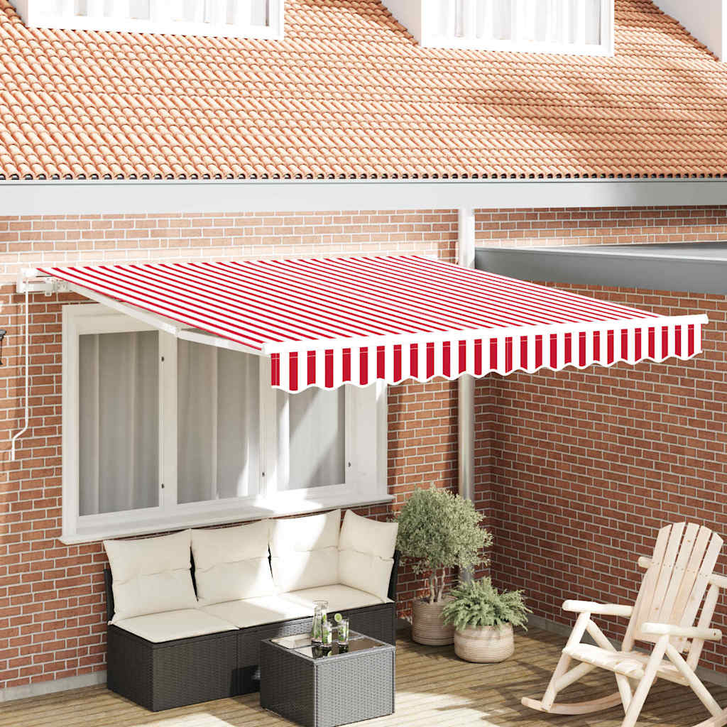 Novaro Behúzható napellenző Piros és Fehér 300 x 250 cm