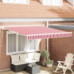 Novaro Behúzható napellenző Piros és Fehér 300 x 250 cm