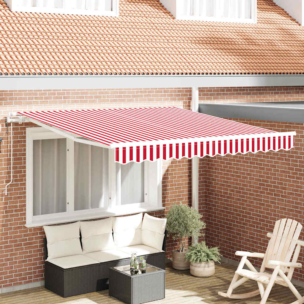 Novaro Behúzható napellenző Piros és Fehér 300 x 250 cm